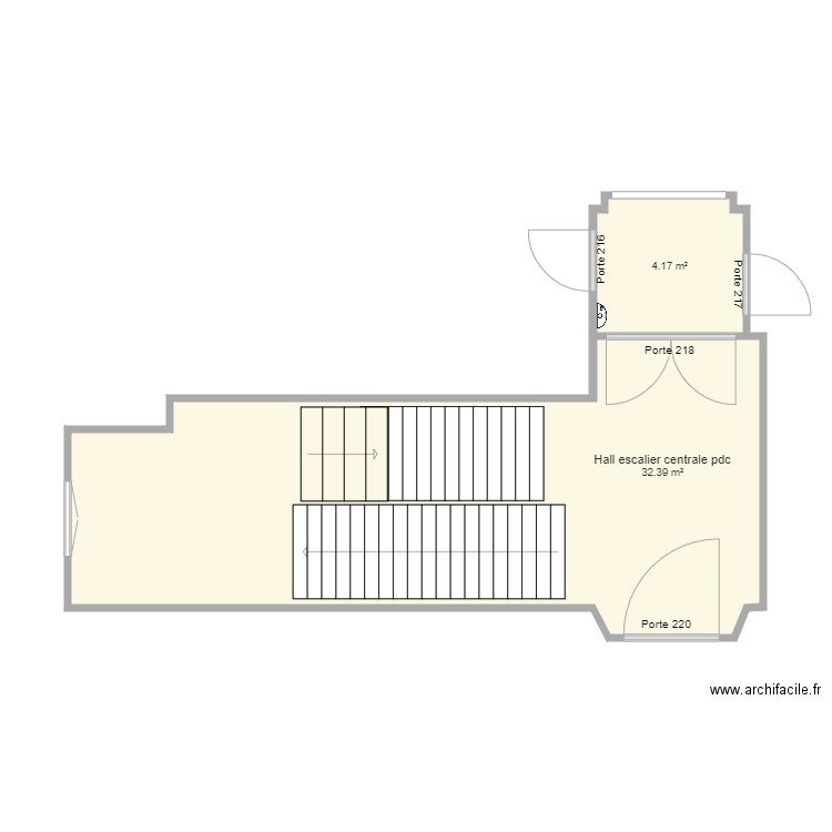 Hall escalier centrale pdc. Plan de 0 pièce et 0 m2