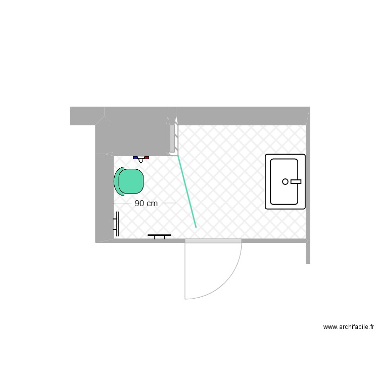 ABRIAL. Plan de 3 pièces et 4 m2