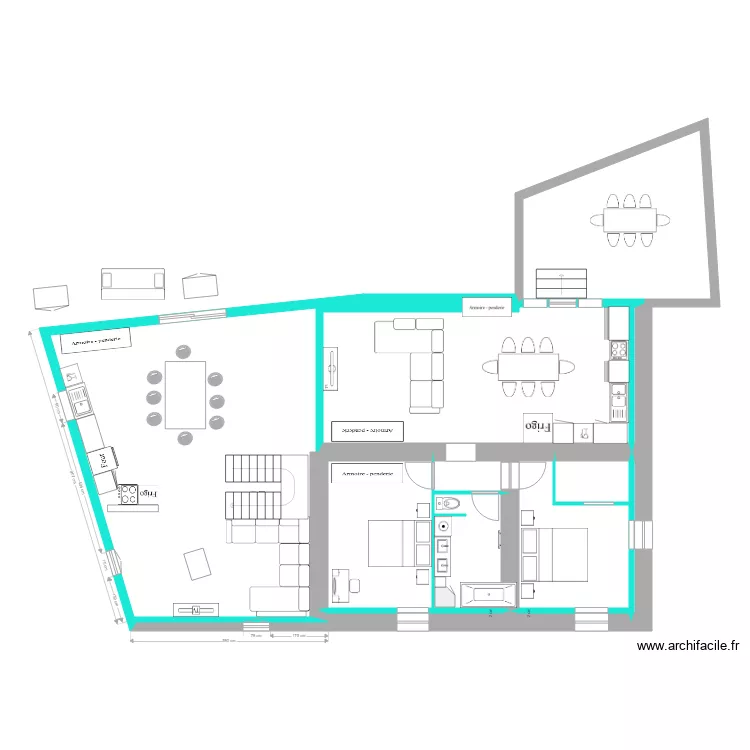 1 &eacute;tage gite. Plan de 