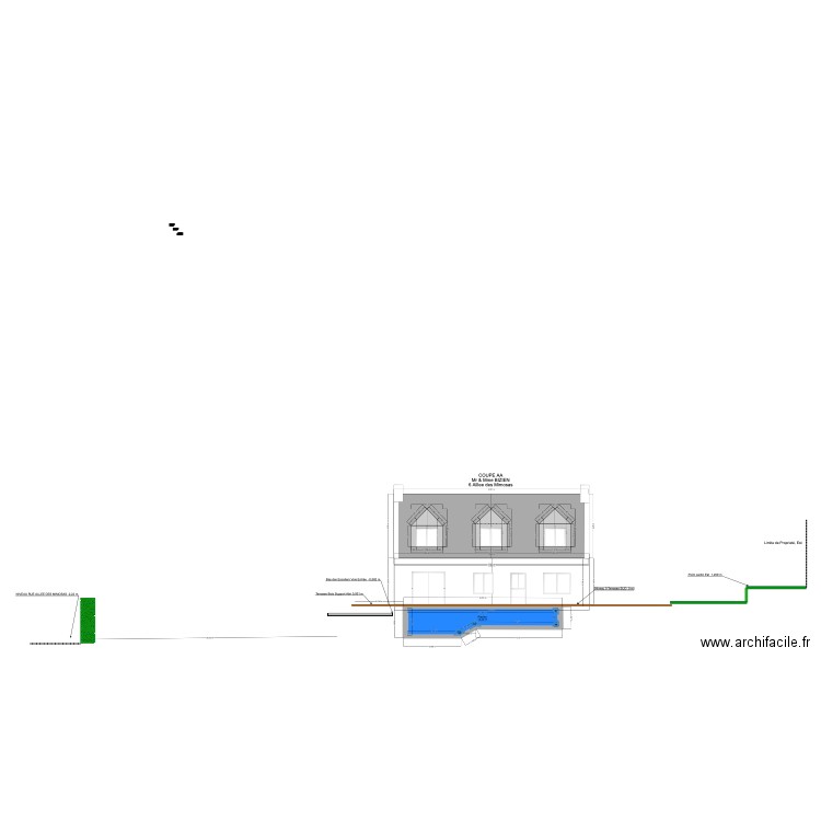 Plan Coupe Facade Sud Kerbiz. Plan de 7 pièces et 178 m2