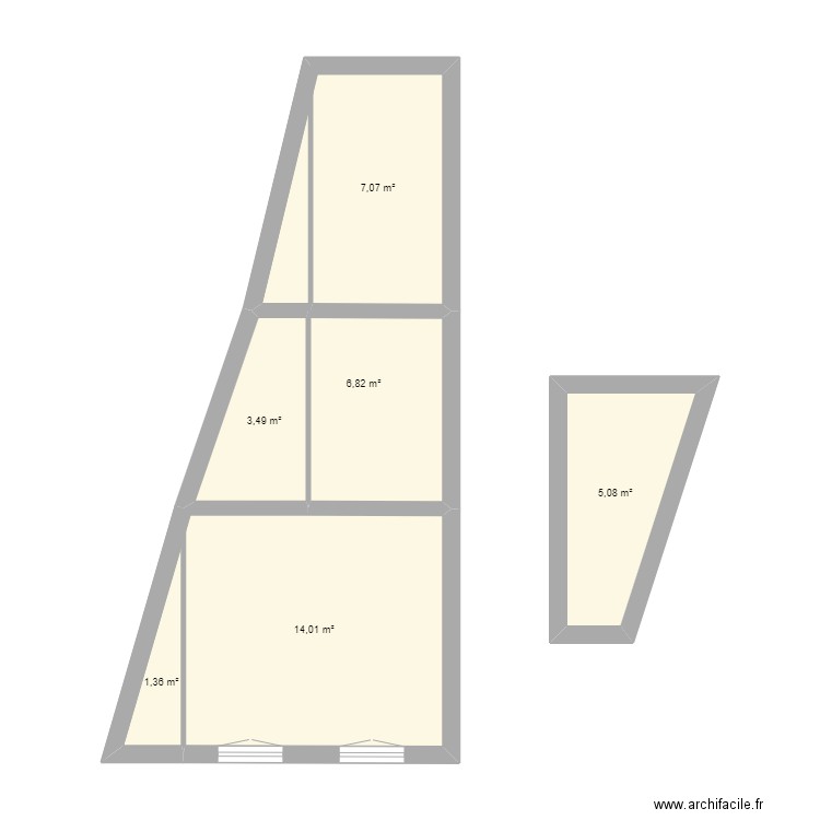 GOURE. Plan de 6 pièces et 38 m2