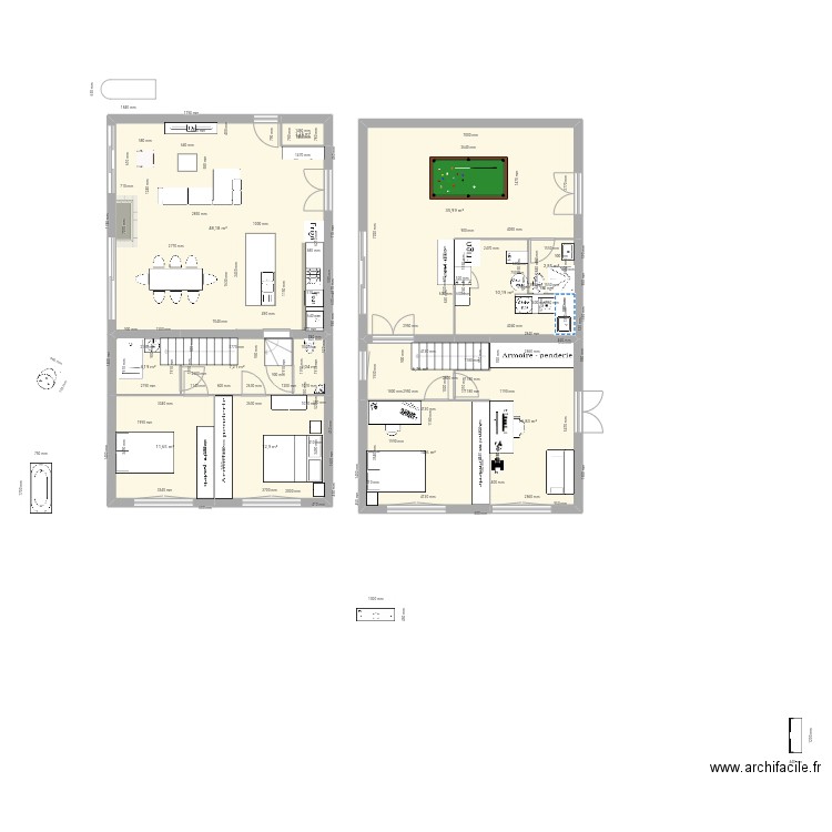 Garage extension. Plan de 13 pièces et 175 m2