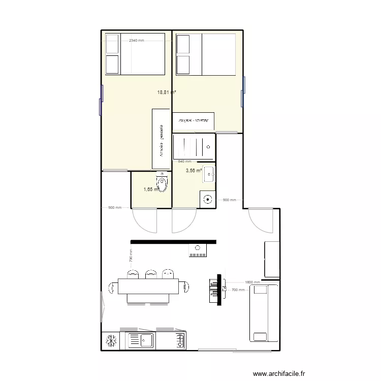 Maison container 4 20 pouces. Plan de 