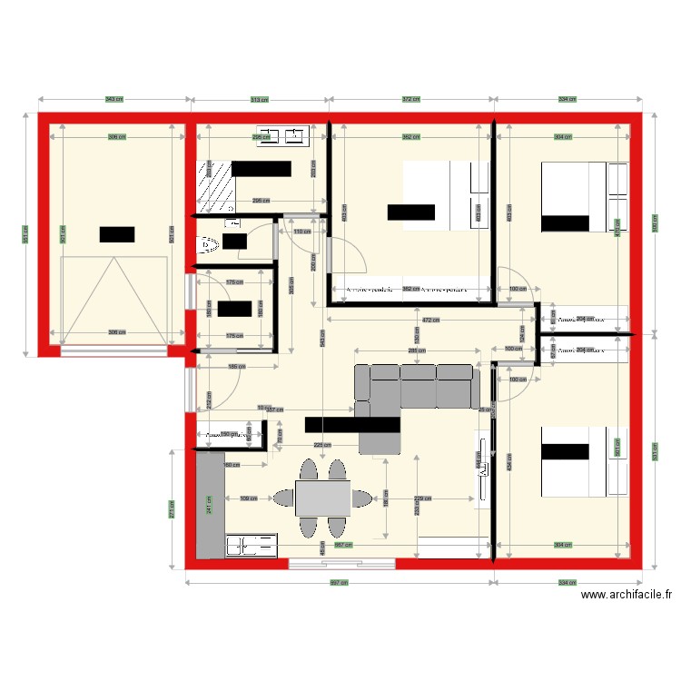 plan maison  1. Plan de 8 pièces et 108 m2