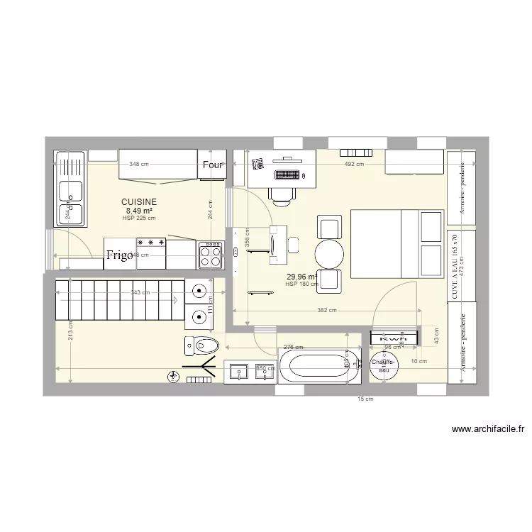 CUISINECHAMBRE BUREAU SDB 3. Plan de CUISINECHAMBRE BUREAU SDB 3. Plan de