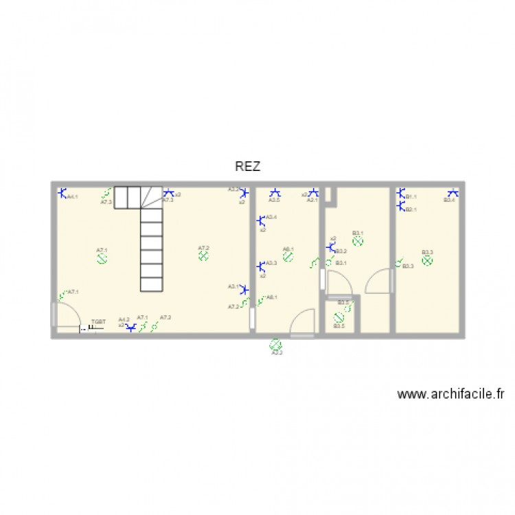 Vottem maison rez. Plan de 6 pièces et 20 m2