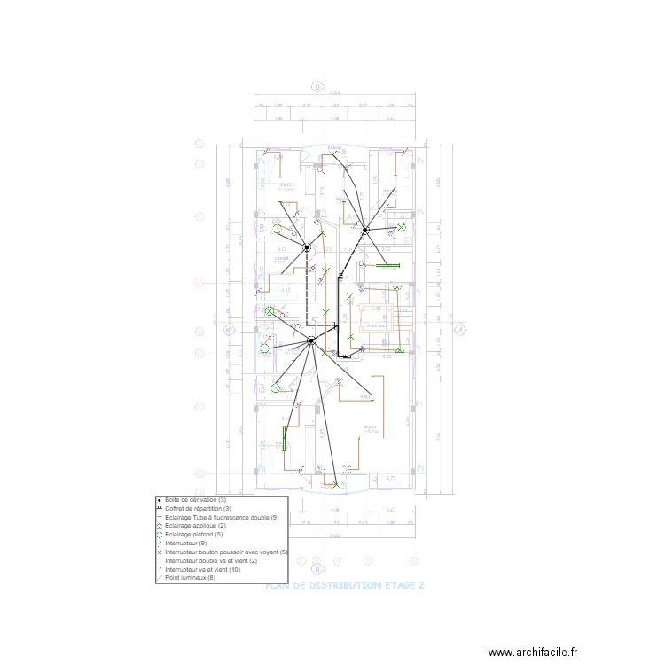 Eclairage Etage 2. Plan de 0 pièce et 0 m2