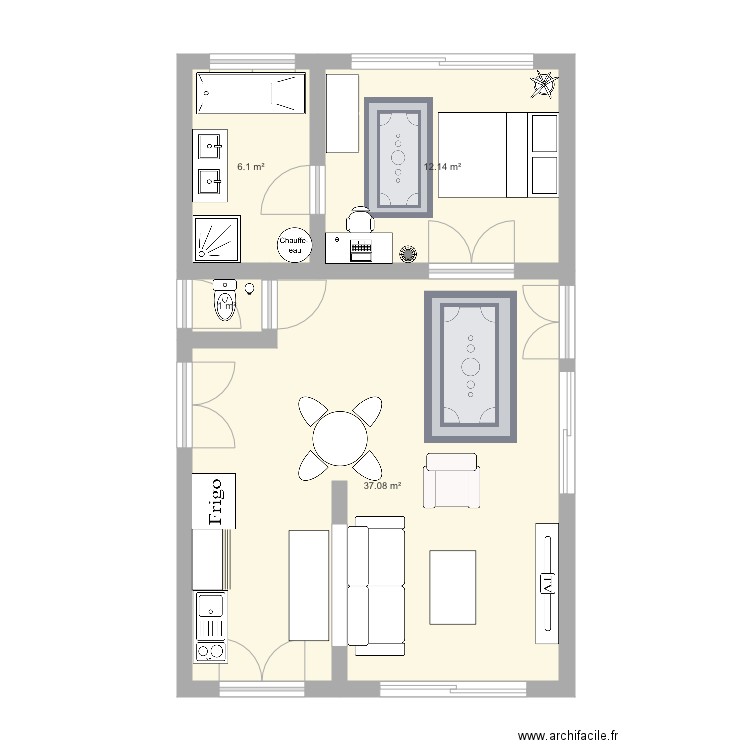 Appart 60m. Plan de 0 pièce et 0 m2