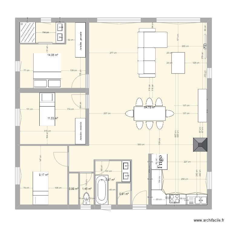 maison. Plan de 8 pièces et 106 m2