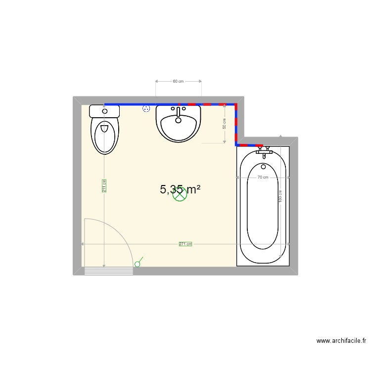 PERRIERExistant. Plan de 1 pièce et 5 m2