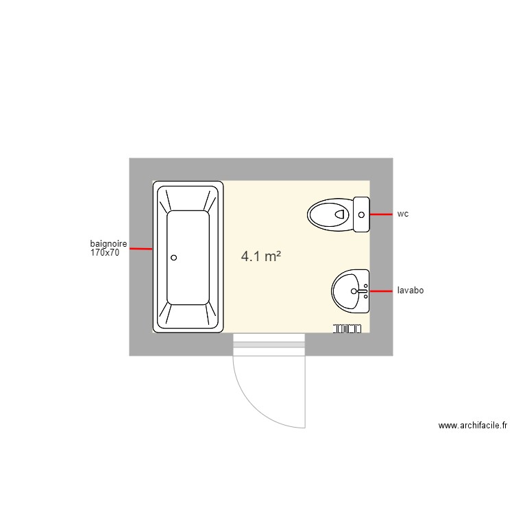 pmrr. Plan de 1 pièce et 4 m2