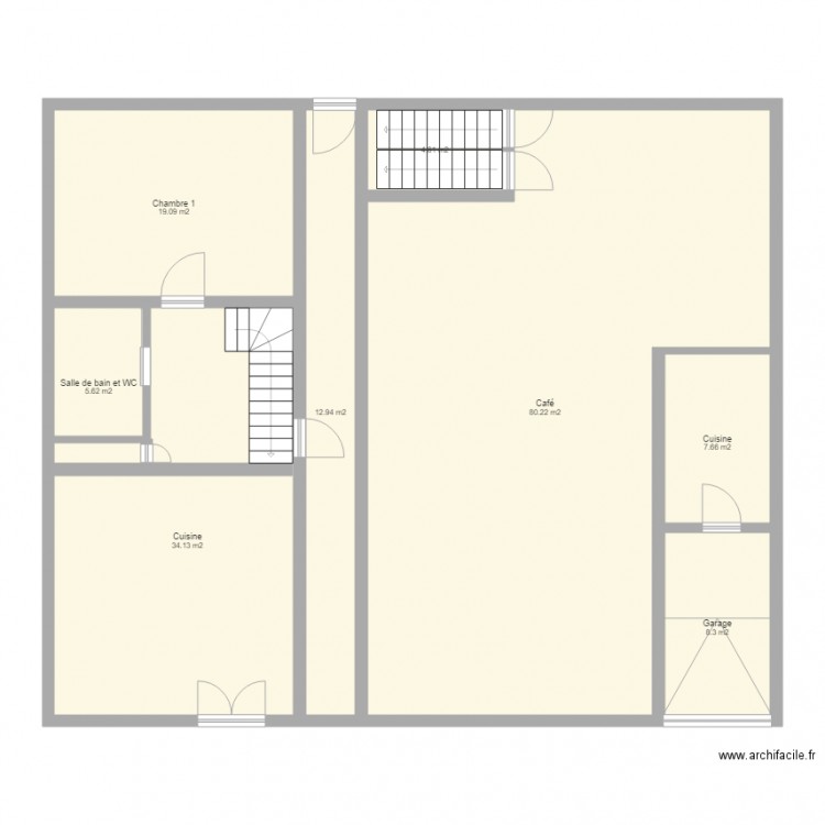 plan maison etage 1. Plan de 8 pièces et 173 m2
