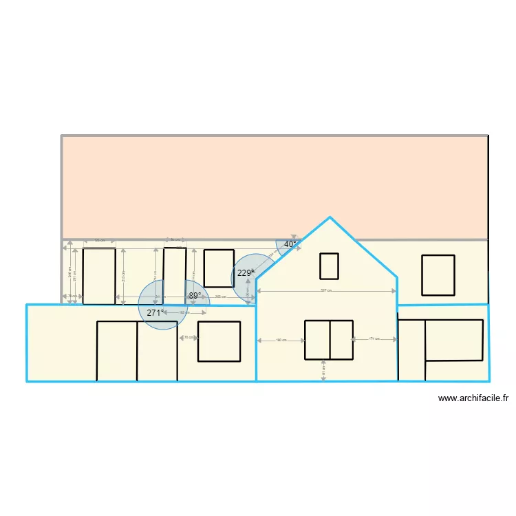 vue fa&ccedil;ade jardin. Plan de 