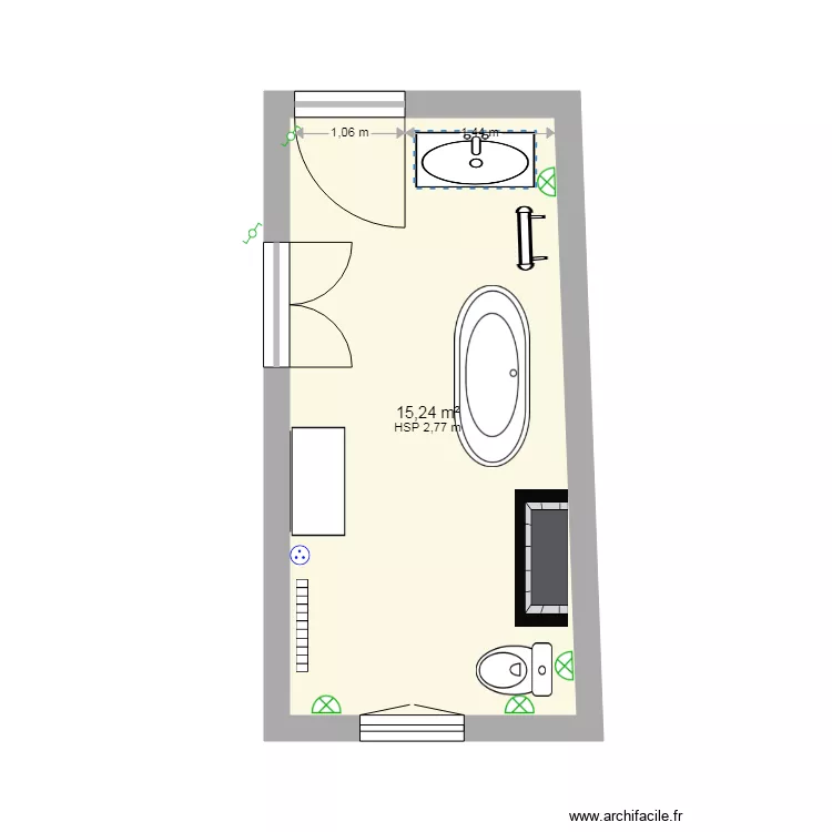 N&eacute;bias - SDB au dessus de la Cuisine 2.2 meuble. Plan de 
