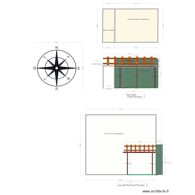 Plan de Masse Projet Terrasse. Plan de 3 pièces et 76 m2
