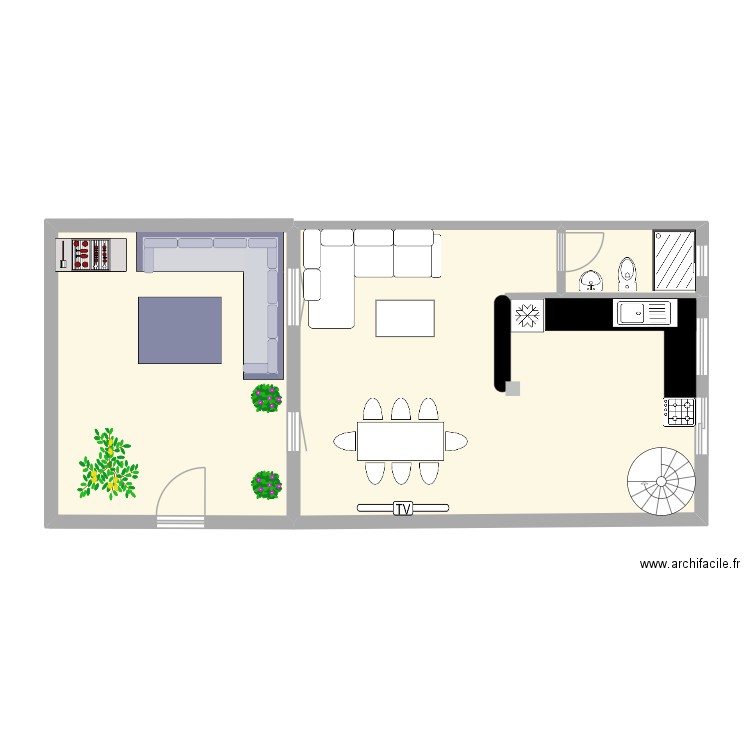 Hendou maison sous sol. Plan de 3 pièces et 75 m2