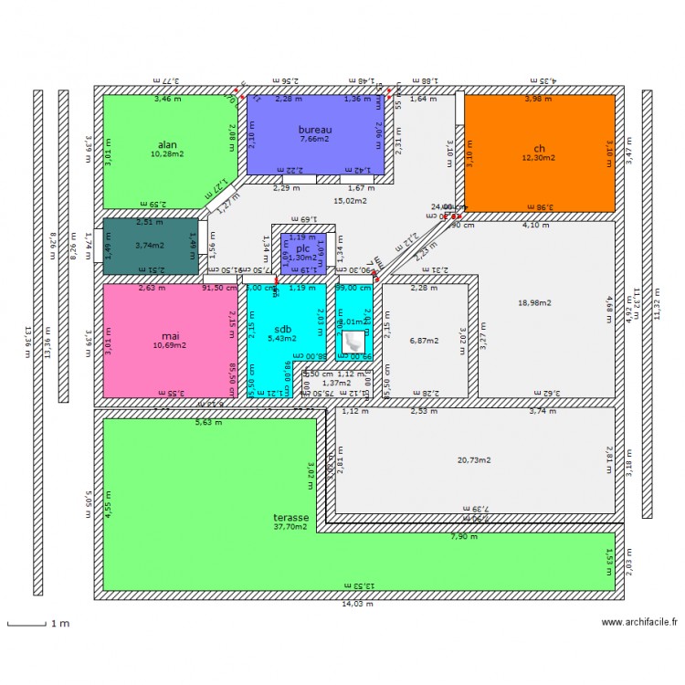 PLEIN PIED 13M SUR 14M. Plan de 0 pièce et 0 m2