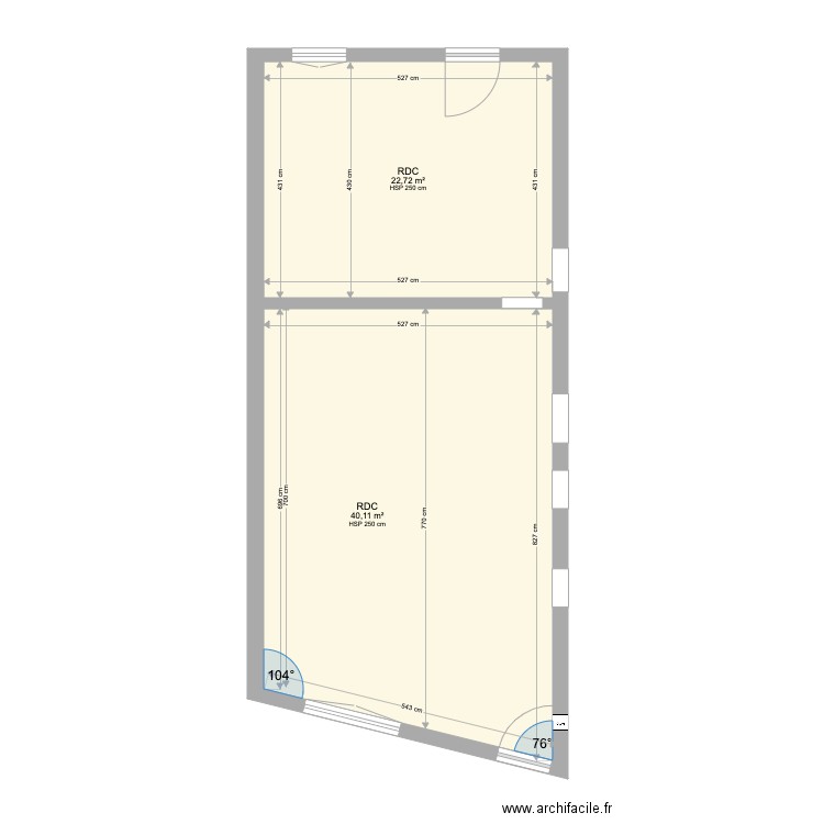 APPT RDC IDR Boutiers. Plan de 2 pièces et 63 m2