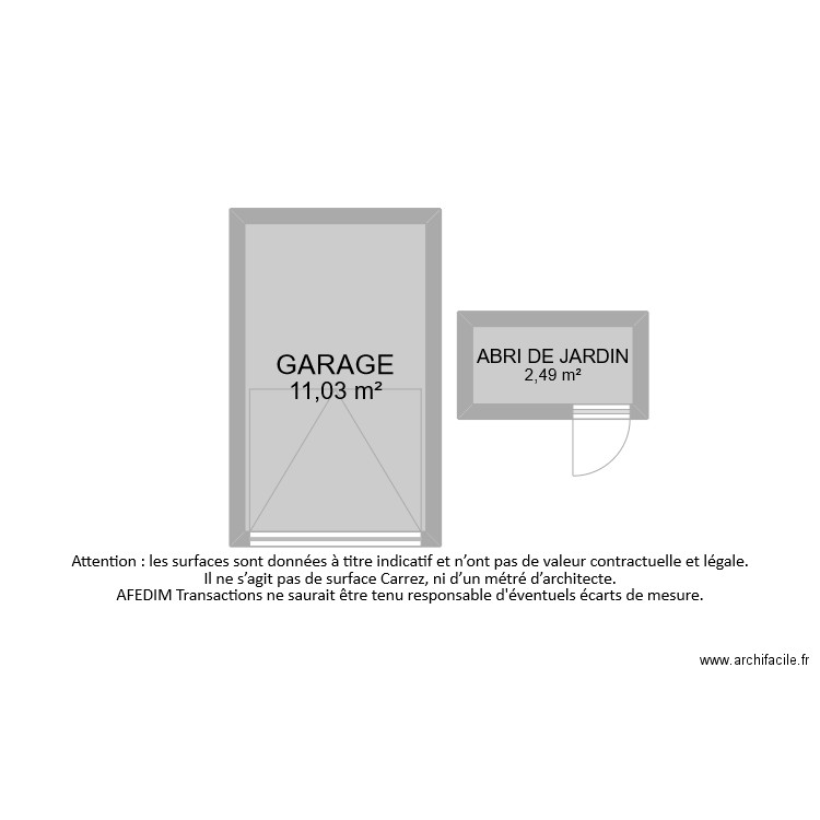 BI8543 ANNEXES. Plan de 2 pièces et 14 m2