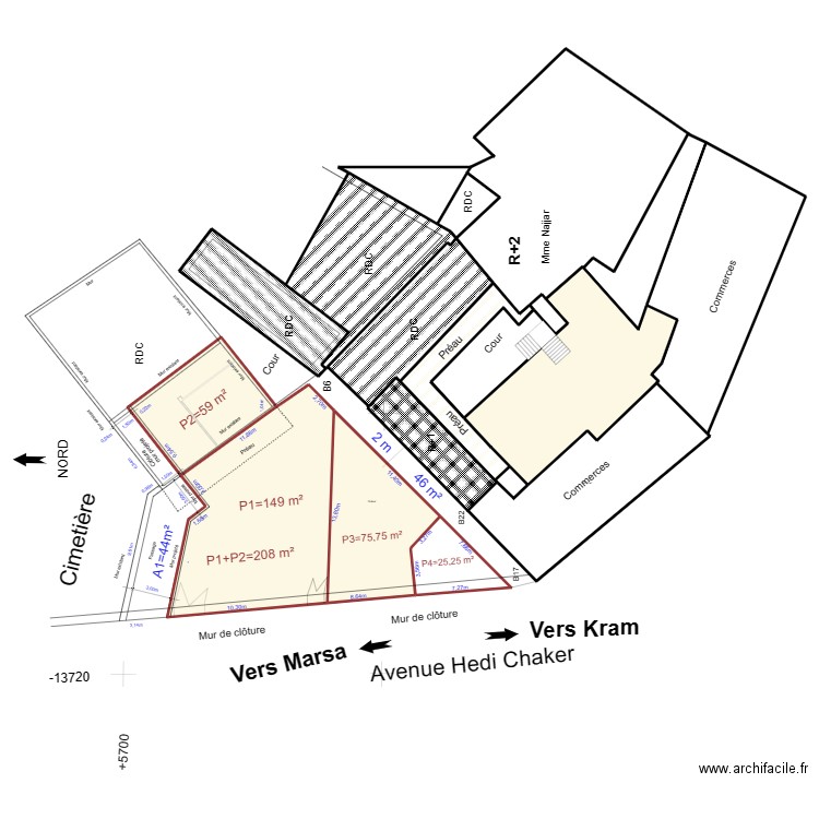 Cadastre el Heni 05. Plan de 17 pièces et 1057 m2