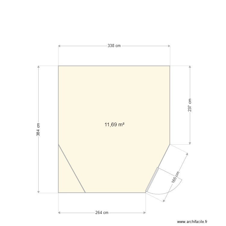 KIOSQUE CT. Plan de 2 pièces et 12 m2