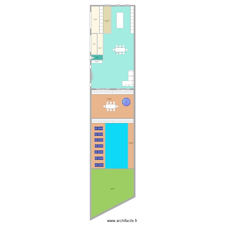 CARNOT RDC AG JARDIN. Plan de 9 pièces et 262 m2