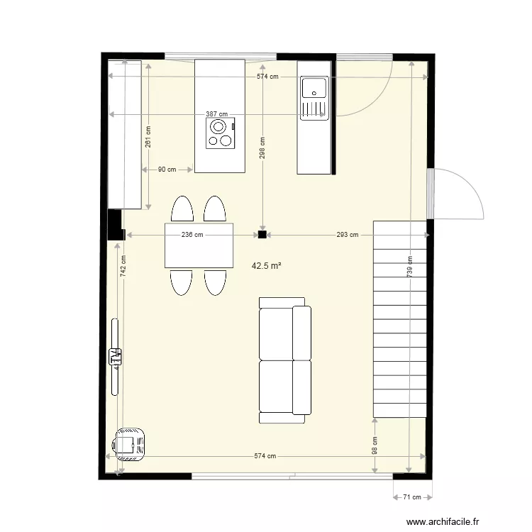 maison avec cuisine. Plan de 