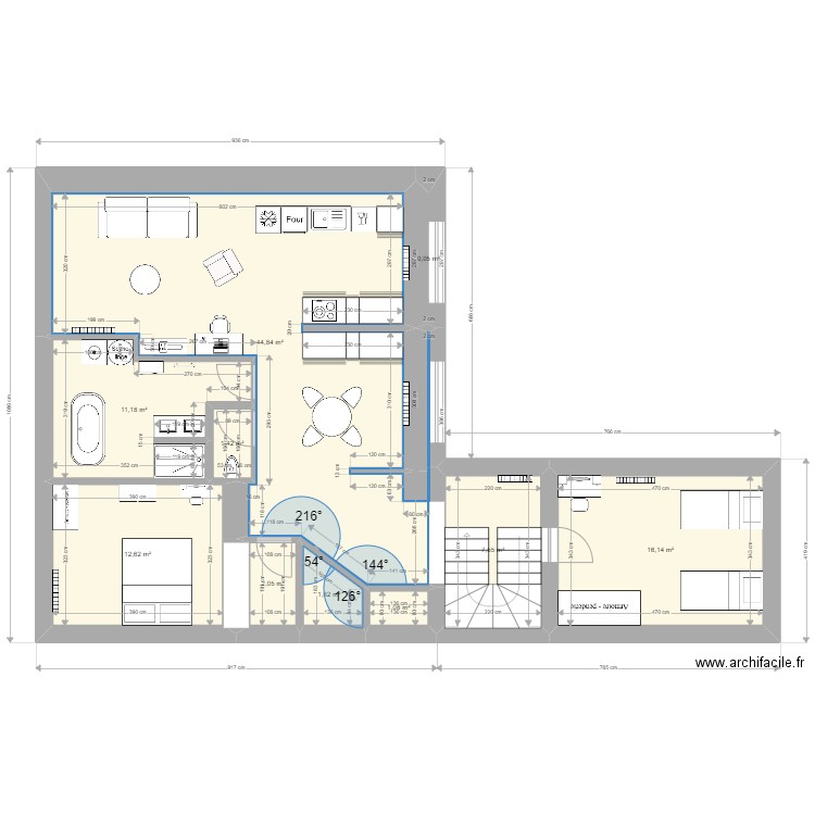 grenier final. Plan de 10 pièces et 99 m2