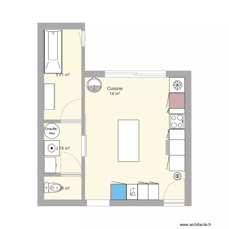 Cuisine apr&egrave;s travaux 2&egrave;me. Plan de 