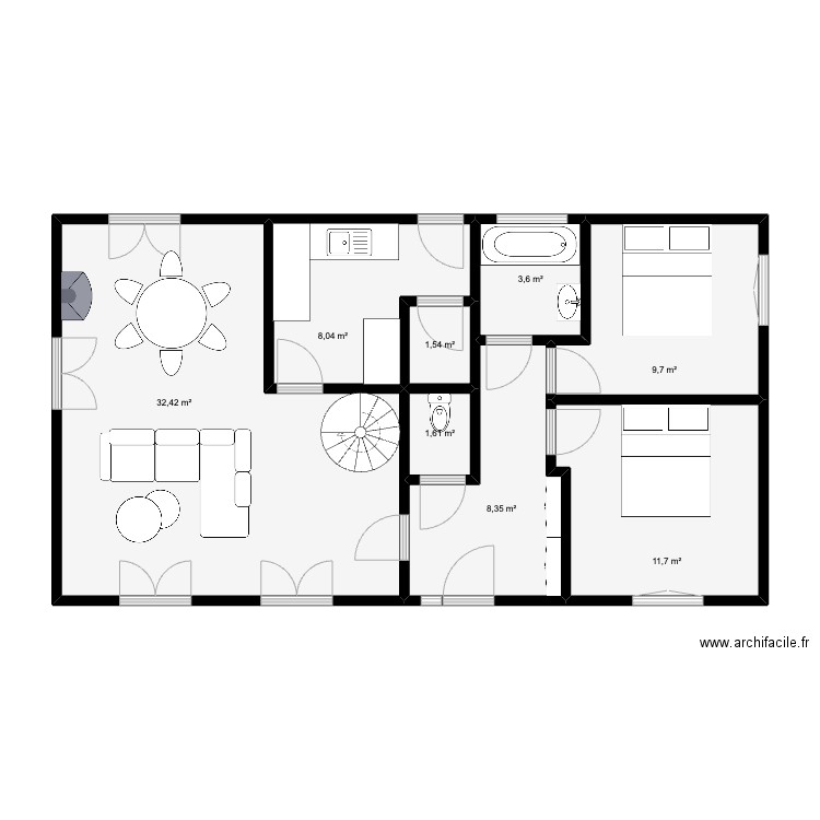 anselme mary. Plan de 8 pièces et 77 m2