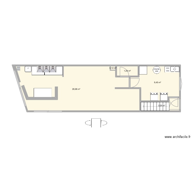 Local Cotes OK. Plan de 5 pièces et 41 m2