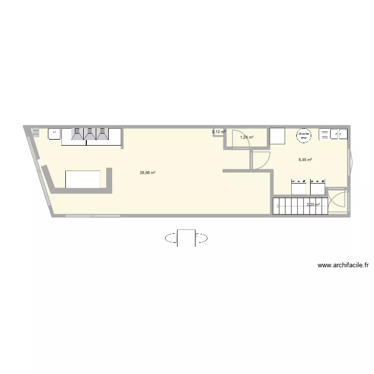 Local Cotes OK. Plan de 5  et 41 m²