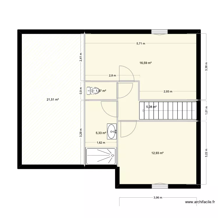 emeline 1er &eacute;tage. Plan de 6 pièces et 63 m²