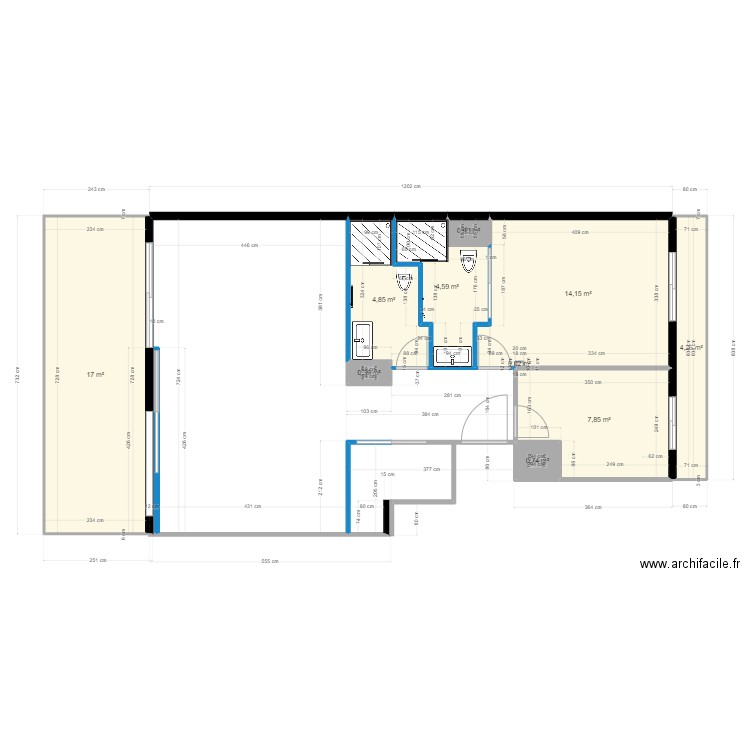 plan sans meubles 2. Plan de 10 pièces et 54 m2