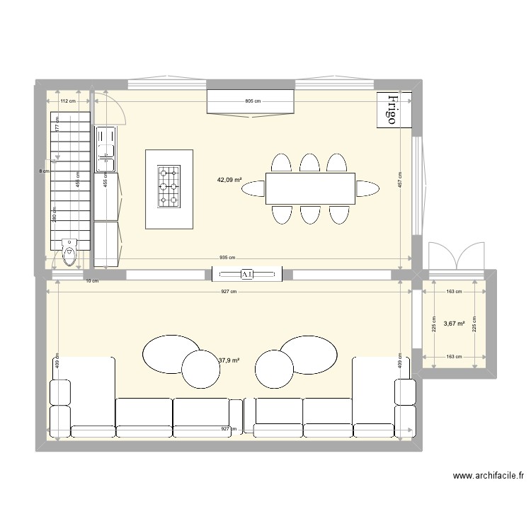 REFUGE NEW3 RDC. Plan de 3 pièces et 84 m2