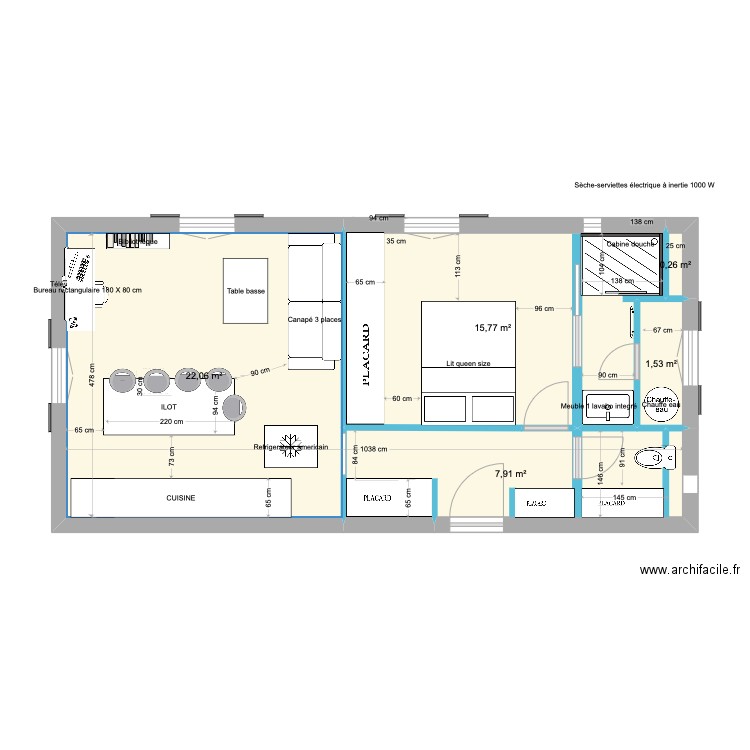 ARCHI PORTALET 4. Plan de 5 pièces et 48 m2