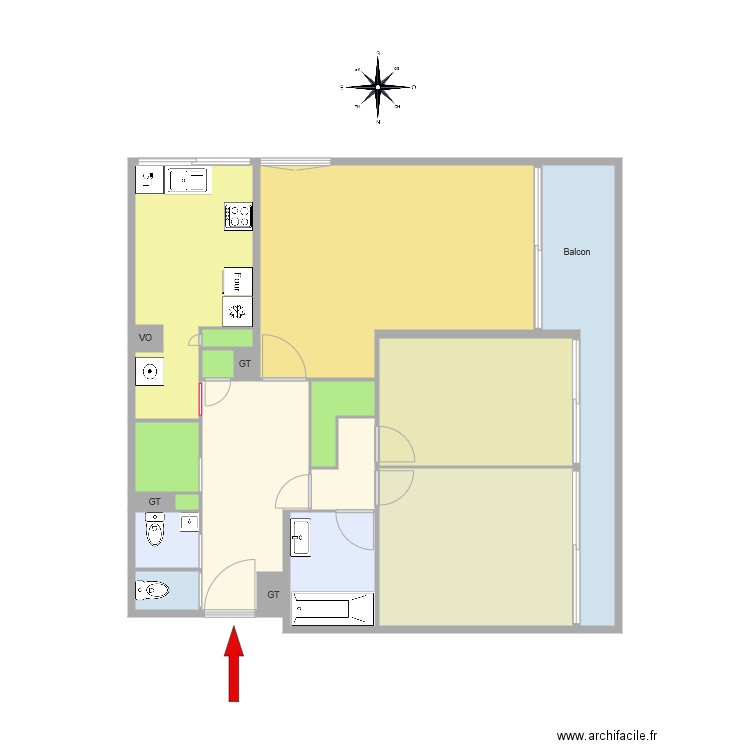 Appartement F3 modifie V3. Plan de 0 pièce et 0 m2