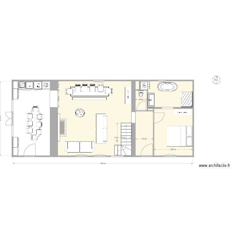 La Poupeliniere RDC 6. Plan de 5 pièces et 57 m2