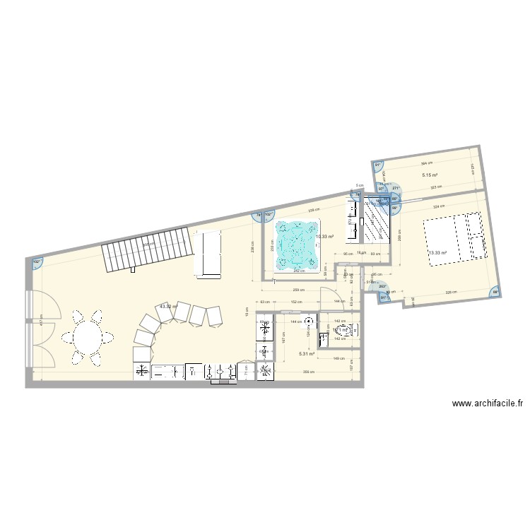 Loft PIERRE rdc. Plan de 6 pièces et 79 m2