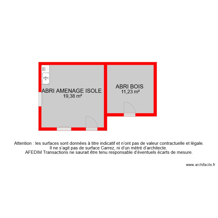 BI 7180 ANNEXES. Plan de 2 pièces et 31 m2