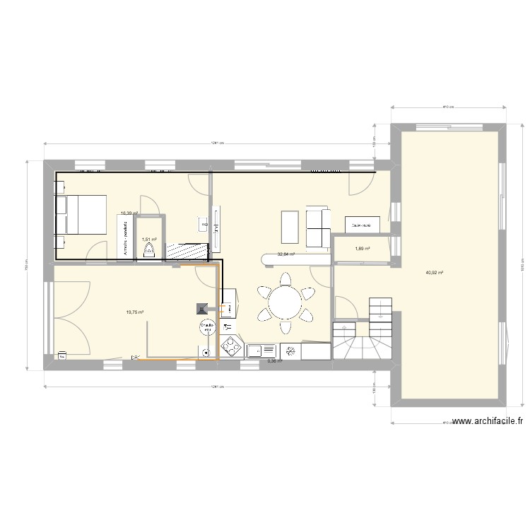 La Scarpe RDC Projet 2. Plan de 7 pièces et 114 m2