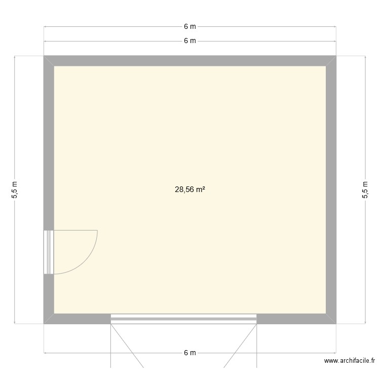 garage vide. Plan de 1 pièce et 29 m2