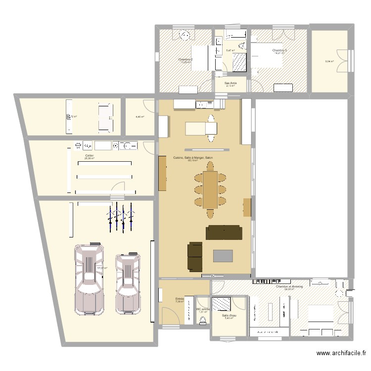 plan 3.. Plan de 14 pièces et 252 m2