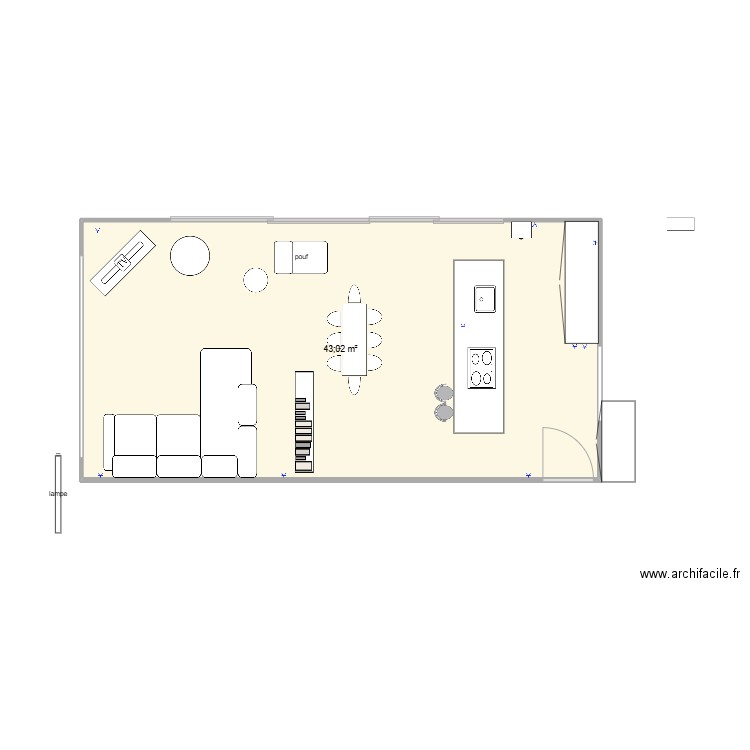 salon Dufaux. Plan de 1 pièce et 46 m2