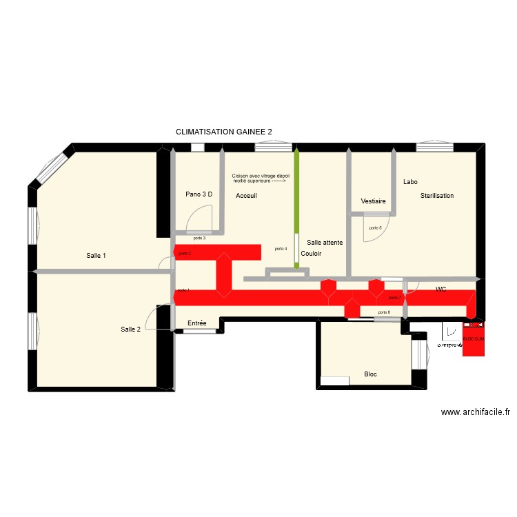 CLIMATISATION GAINEE 2. Plan de 16 pièces et 72 m2