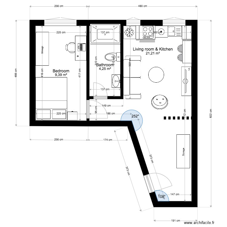 miro. Plan de 0 pièce et 0 m2