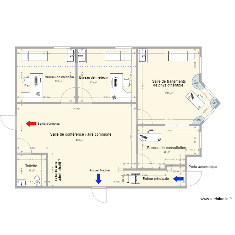 Clinique Médicale Phase 2. Plan de 6 pièces et 95 m2