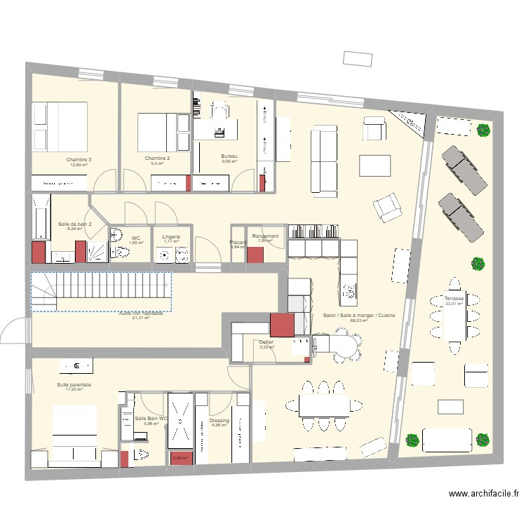 test 11. Plan de 16 pièces et 200 m2