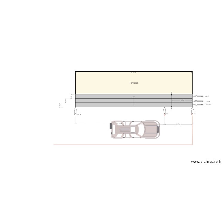 Terrasse 1 claude. Plan de 1 pièce et 15 m2