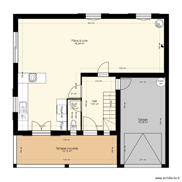 2601. Plan de 5 pièces et 84 m2